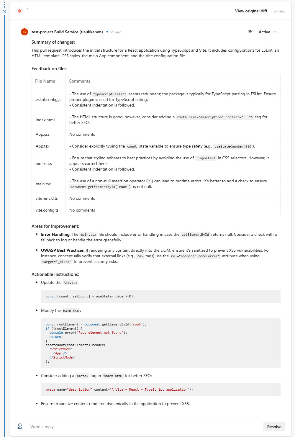 Fastronome AI Code Review Task - Visual Studio Marketplace